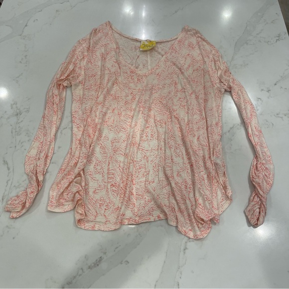Free People Tops - Free People Blush Pink Patterned Long Sleeve Top